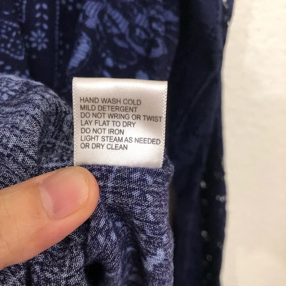 LOVESTITCH Womens Large Bell Sleeve Mixed Media Cross Front Blouse Top NWOT Blue - Picture 14 of 14